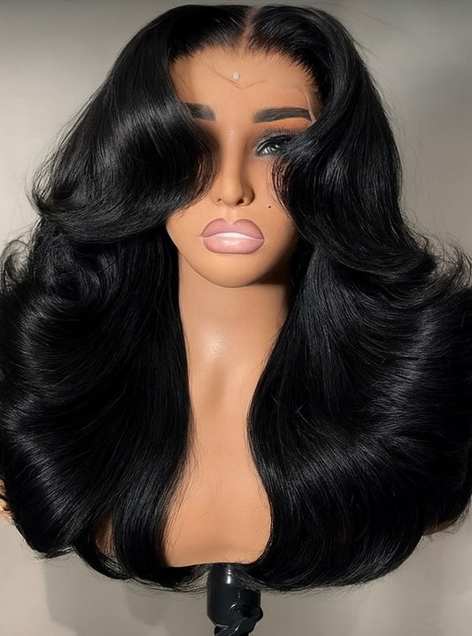 Jet Black 6x6 Closure Wig – Layered & Curled to Perfection